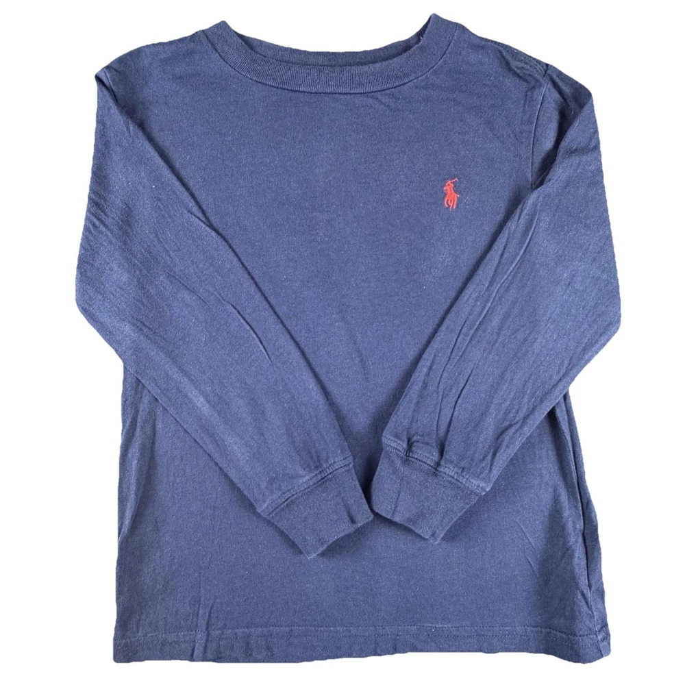 Polo Ralph Lauren Shirt Toddler 3T Blue Long Sleeve Pony Logo Tee Crew Neck